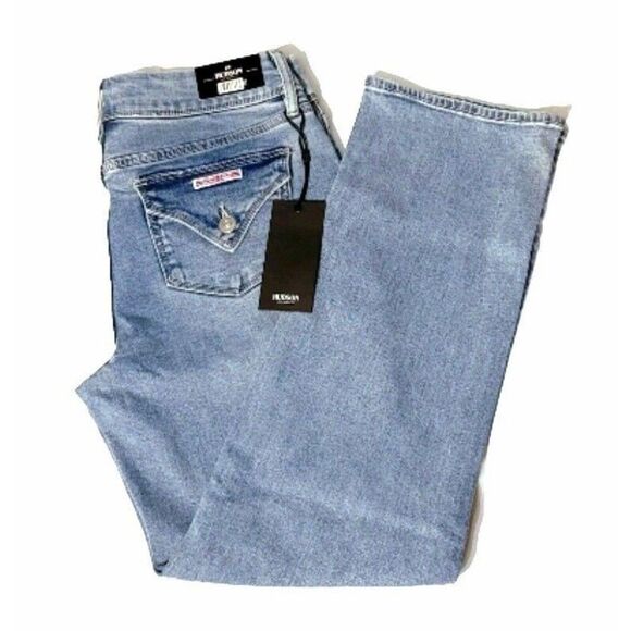 HUDSON Straight Stretch Denim Jeans Flap Back Pockets Slim Fit Mid-Rise 12/32 - Picture 1 of 10